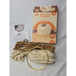 Boho Cottagecore 70's MACRAME Pumpkin Craft Kit by ALDI  "4.75 X 5.00"  OPEN BOX